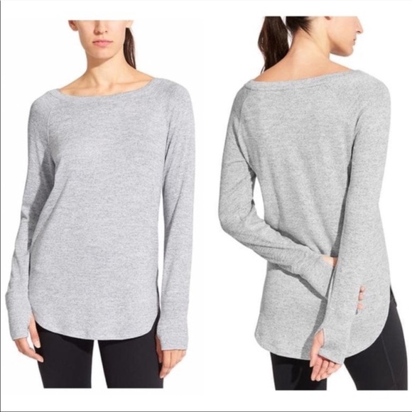 ATHLETA Pose long sleeve gray top - Picture 1 of 8